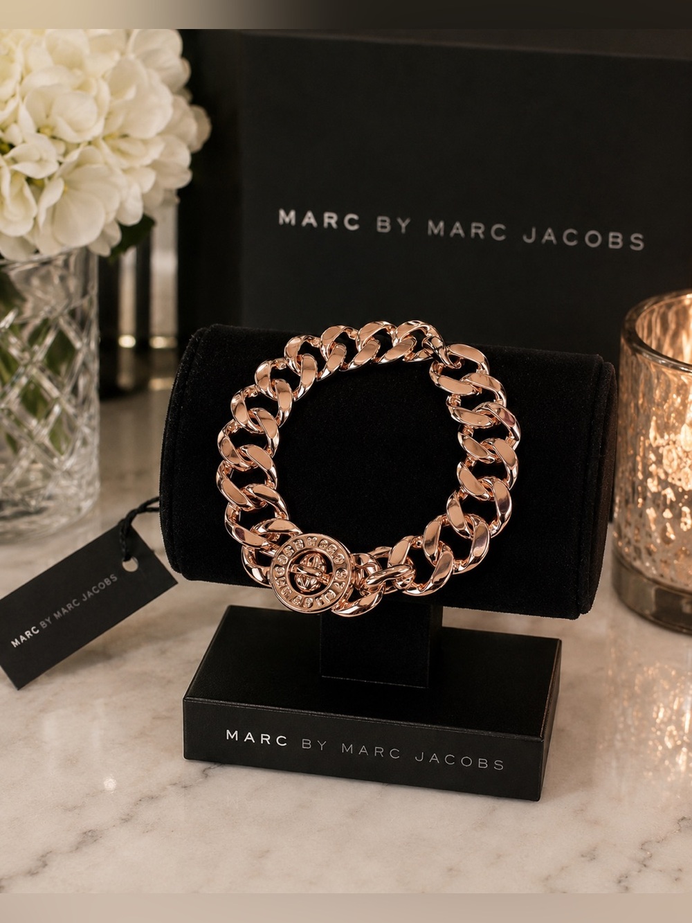 Marc by Marc Jacobs “Katie”Rose Gold Chunky Chain Bracelet with Medallion NWT